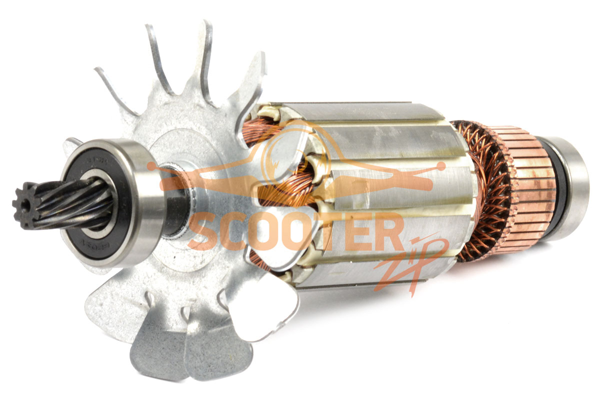 Ротор (Якорь) MAKITA для торцовочной пилы 2400B, LS1030 (L-187 мм, D-49.5 мм, 9 зубов, наклон влево) ОРИГИНАЛ, 514923-1
