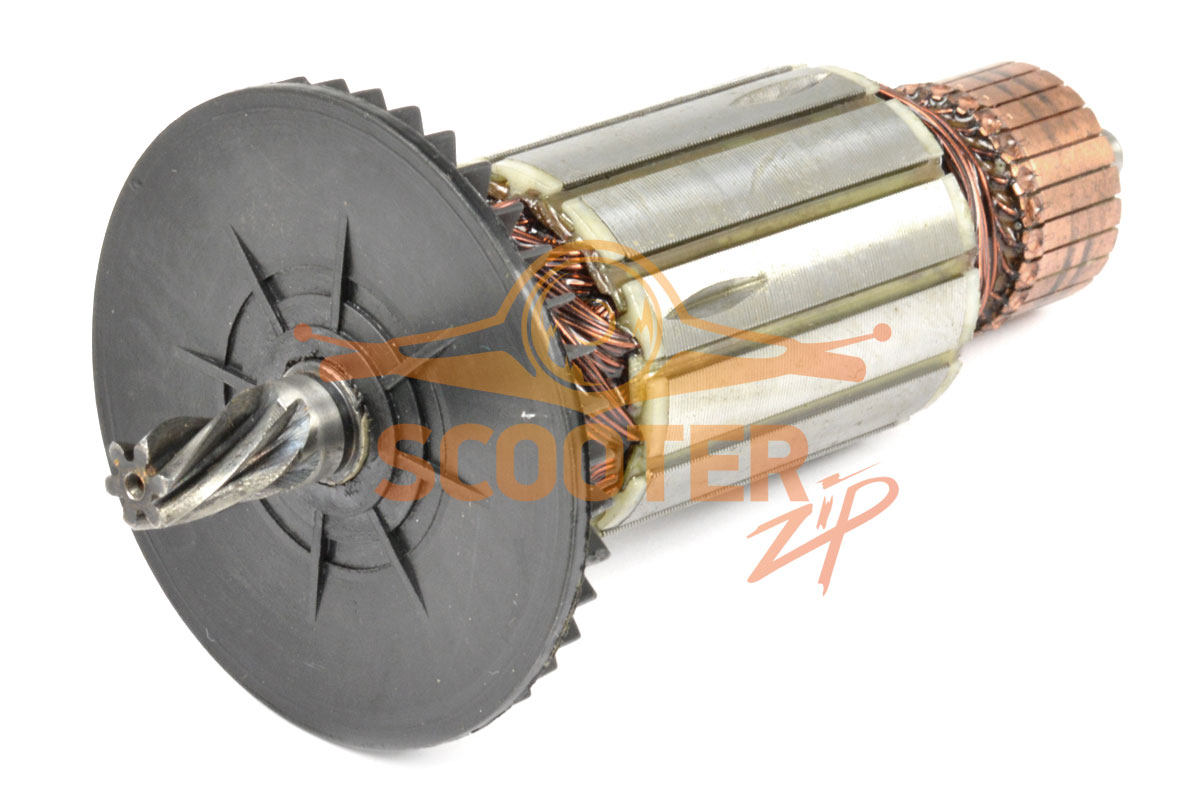 Ротор (Якорь) REBIR KZ5-350 2000W (0310007533) (L-166.5 мм, D-45.5 мм, 6 зубов, наклон влево), KZ5-350.18