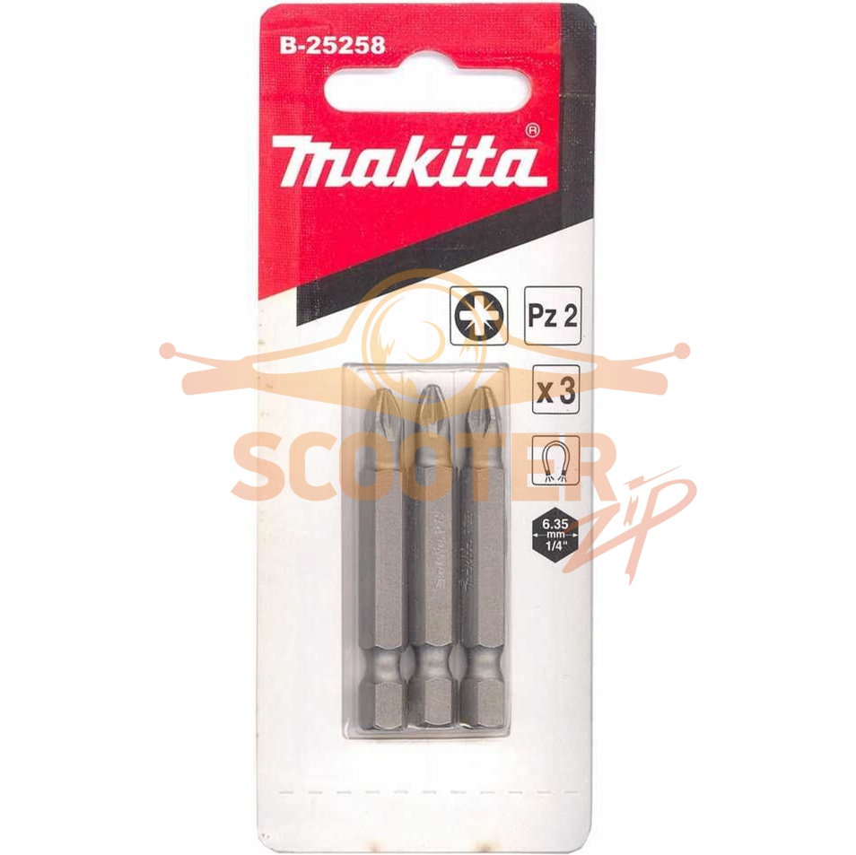 Бита (насадка) Makita PZ2, 50 мм, E-form (MZ), 3 шт., B-25258