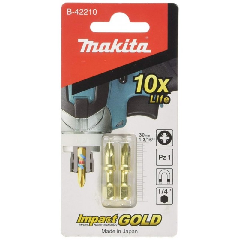 Бита (насадка) Makita PZ1 Impact Gold Shorton, 30 мм, E-form (MZ), 2 шт., B-42210