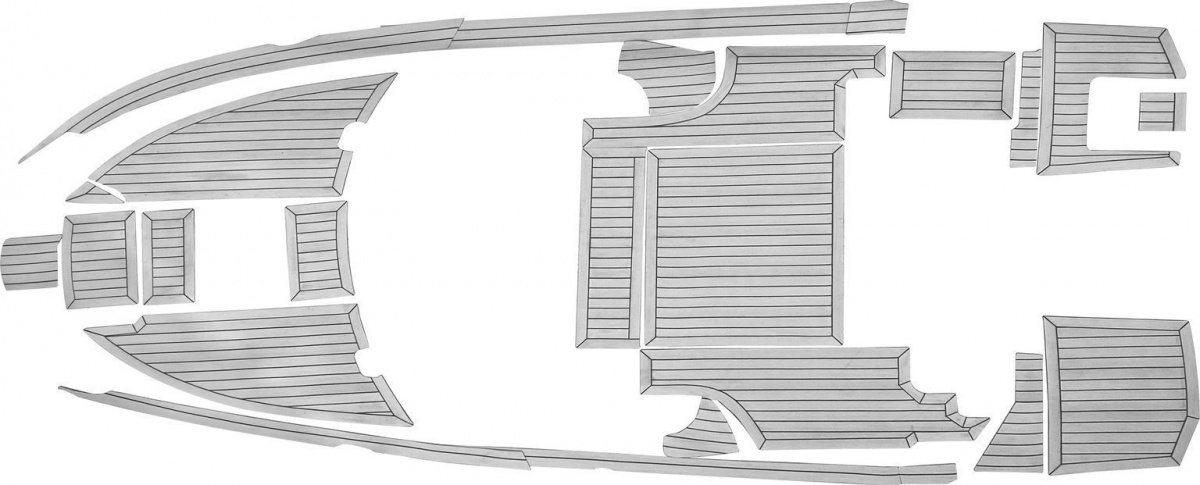 Комплект палубного покрытия для Hammertone 25 HT, тик серый, с обкладкой, Marine Rocket, 889-7370