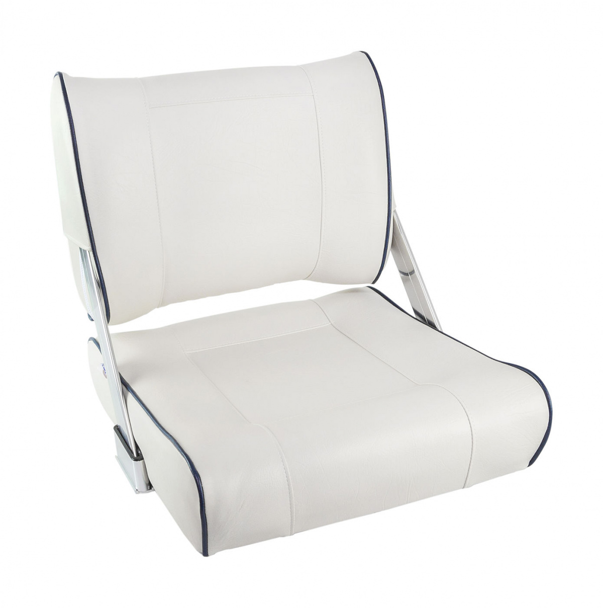 Кресло мягкое с перекидной спинкой белого цвета и синим кантом, 889-7685