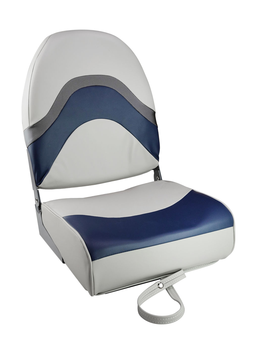 Кресло складное мягкое PREMIUM WAVE, цвет серый/синий, 889-7756