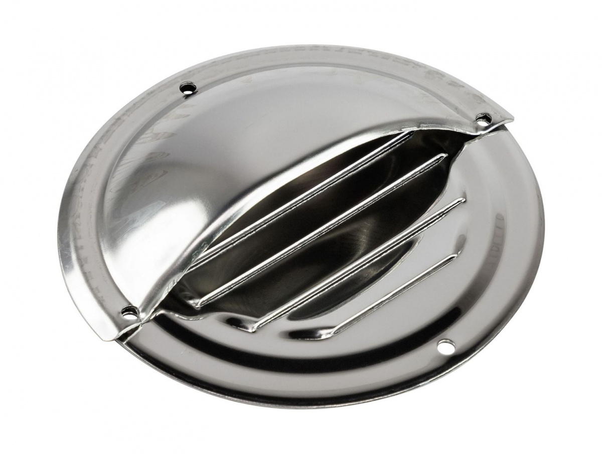 Решетка воздухозаборника круглая 102 мм с крышкой, нержавеющая, 889-9845